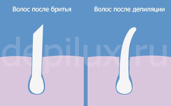 Волос после бритья и после депиляции - разница